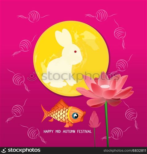 Mid Autumn Lantern Festival background with moon rabbit