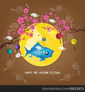Mid Autumn Lantern Festival blossom background. Chinese new year