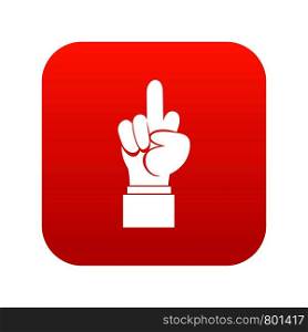 Middle finger hand sign icon digital red for any design isolated on white vector illustration. Middle finger hand sign icon digital red