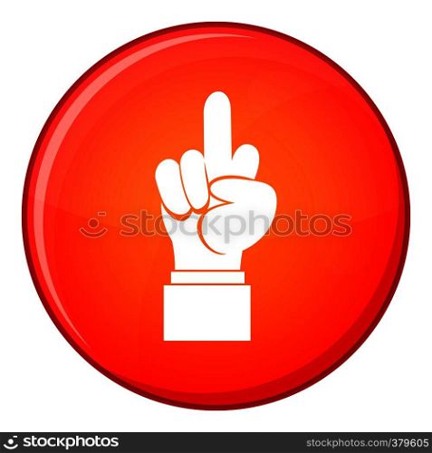 Middle finger hand sign icon in red circle isolated on white background vector illustration. Middle finger hand sign icon, flat style