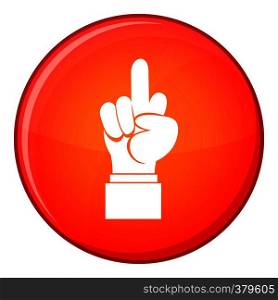 Middle finger hand sign icon in red circle isolated on white background vector illustration. Middle finger hand sign icon, flat style