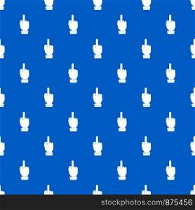 Middle finger hand sign pattern repeat seamless in blue color for any design. Vector geometric illustration. Middle finger hand sign pattern seamless blue
