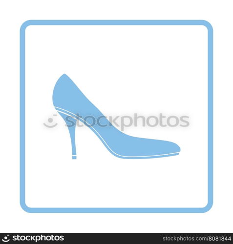 Middle heel shoe icon. Blue frame design. Vector illustration.