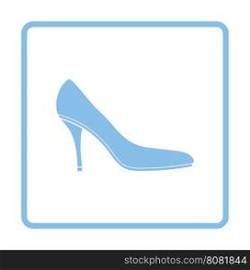 Middle heel shoe icon. Blue frame design. Vector illustration.