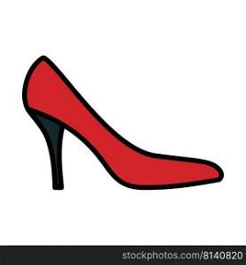 Middle Heel Shoe Icon. Editable Bold Outline With Color Fill Design. Vector Illustration.