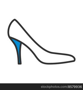 Middle Heel Shoe Icon. Editable Bold Outline With Color Fill Design. Vector Illustration.