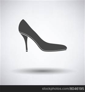 Middle heel shoe icon on gray background with round shadow. Vector illustration.