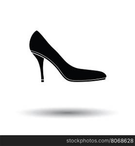 Middle heel shoe icon. White background with shadow design. Vector illustration.