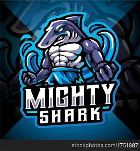 Mighty shark esport mascot logo