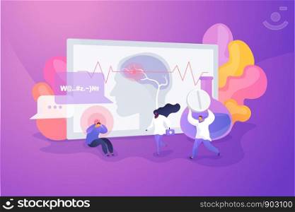 Migraine symptom, mental problem and disorder, brain disease. Man suffering from epilepsy. Stroke, headache, oxygen-deprived brain, first aid concept. Vector isolated concept creative illustration. Stroke concept vector illustration