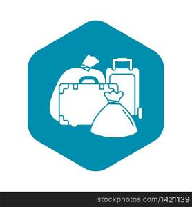 Migrant refugee bags icon. Simple illustration of migrant refugee bags vector icon for web design isolated on white background. Migrant refugee bags icon, simple style