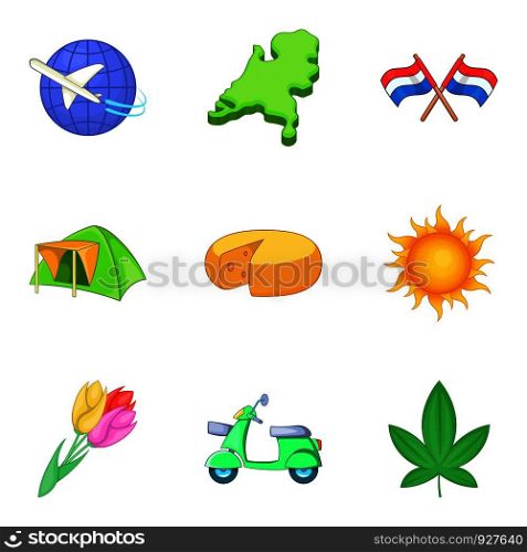 Migration icons set. Cartoon set of 9 migration vector icons for web isolated on white background. Migration icons set, cartoon style