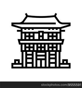 miko shrine maiden shintoism line icon vector. miko shrine maiden shintoism sign. isolated contour symbol black illustration. miko shrine maiden shintoism line icon vector illustration