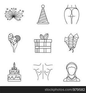 Milady icons set. Outline set of 9 milady vector icons for web isolated on white background. Milady icons set, outline style