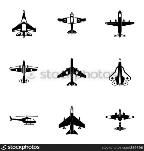 Military air transport icons set. Simple illustration of 9 military air transport vector icons for web. Military air transport icons set, simple style