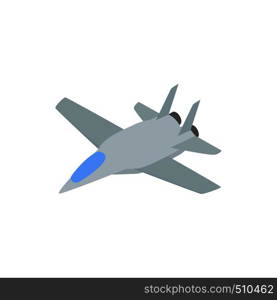Military aircraft icon in comics style on a white background. Military aircraft icon, comics style