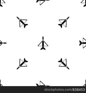 Military aircraft pattern repeat seamless in black color for any design. Vector geometric illustration. Military aircraft pattern seamless black