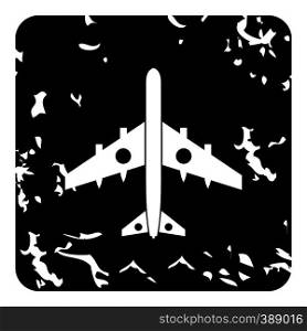Military aircraft with missiles icon. Grunge illustration of plane vector icon for web design. Military aircraft with missiles icon, grunge style