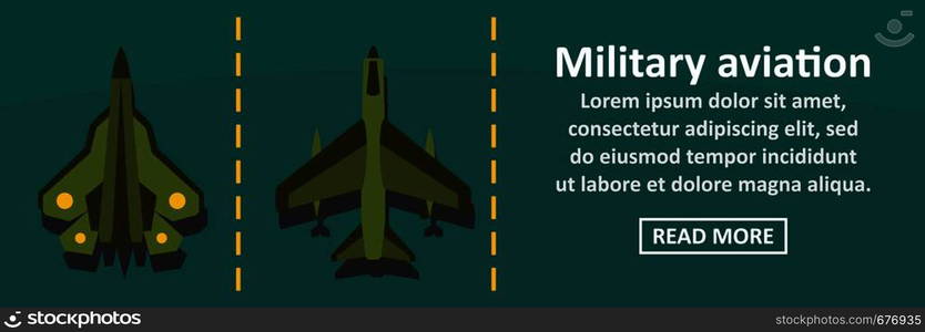 Military aviation banner horizontal concept. Flat illustration of military aviation banner horizontal vector concept for web. Military aviation banner horizontal concept