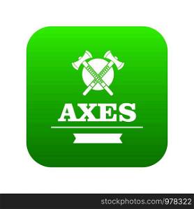 Military axe icon green vector isolated on white background. Military axe icon green vector