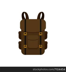 Military backpack icon. Flat illustration of military backpack vector icon for web design. Military backpack icon, flat style