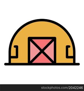 Military base hangar icon. Outline military base hangar vector icon color flat isolated. Military base hangar icon color outline vector