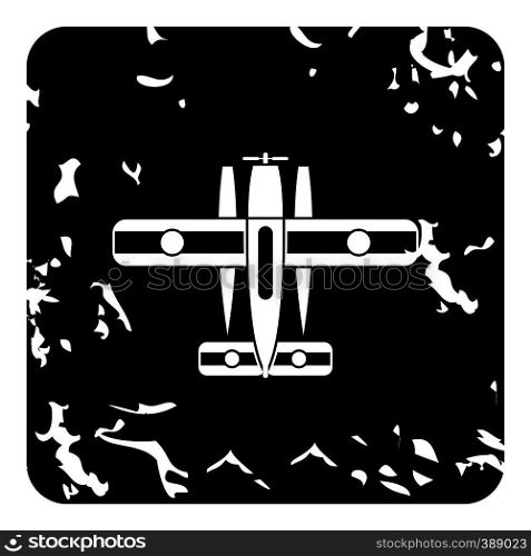 Military biplane icon. Grunge illustration of plane vector icon for web design. Military biplane icon, grunge style