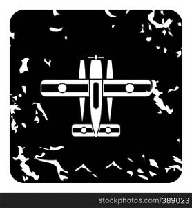 Military biplane icon. Grunge illustration of plane vector icon for web design. Military biplane icon, grunge style