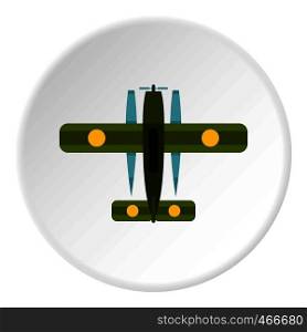 Military biplane icon in flat circle isolated on white background vector illustration for web. Military biplane icon circle