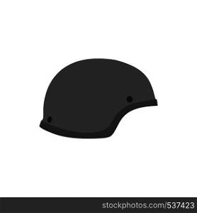 Military black helmet armor protection symbol equipment vector icon. Combat logo safety head ammunition war soldier