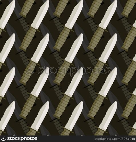 Military dagger seamless pattern. 3d background of knives. Army ornament.&#xA;