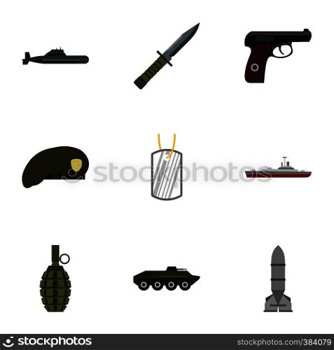Military defense icons set. Flat illustration of 9 military defense vector icons for web. Military defense icons set, flat style