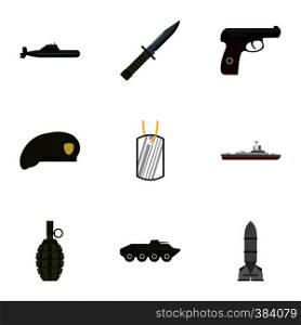 Military defense icons set. Flat illustration of 9 military defense vector icons for web. Military defense icons set, flat style