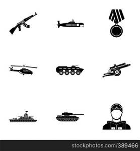 Military defense icons set. Simple illustration of 9 military defense vector icons for web. Military defense icons set, simple style