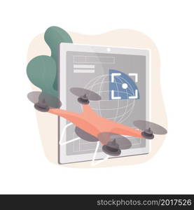 Military drone abstract concept vector illustration. Military robotics, drone use in defense, aircraft technology, aerospace, unmanned aerial vehicles, remotely piloted systems abstract metaphor.. Military drone abstract concept vector illustration.