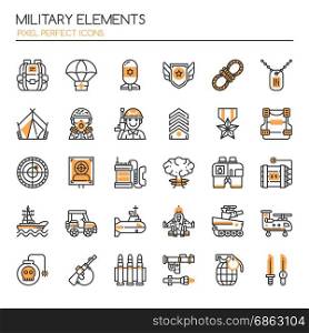 Military Elements , Thin Line and Pixel Perfect Icons