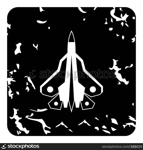 Military fighter icon. Grunge illustration of plane vector icon for web design. Military fighter icon, grunge style