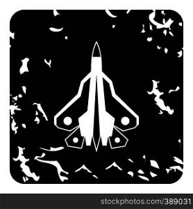 Military fighter icon. Grunge illustration of plane vector icon for web design. Military fighter icon, grunge style