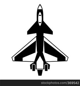 Military fighter jet icon in simple style isolated on white background vector illustration. Military fighter jet icon, simple style