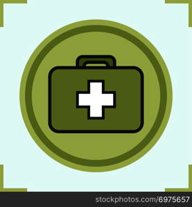 Military first aid kit color icon. Medicine chest. Isolated vector illustration. Military first aid kit color icon