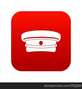 Military hat icon digital red for any design isolated on white vector illustration. Military hat icon digital red