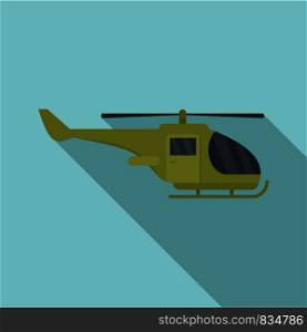 Military helicopter icon. Flat illustration of military helicopter vector icon for web design. Military helicopter icon, flat style