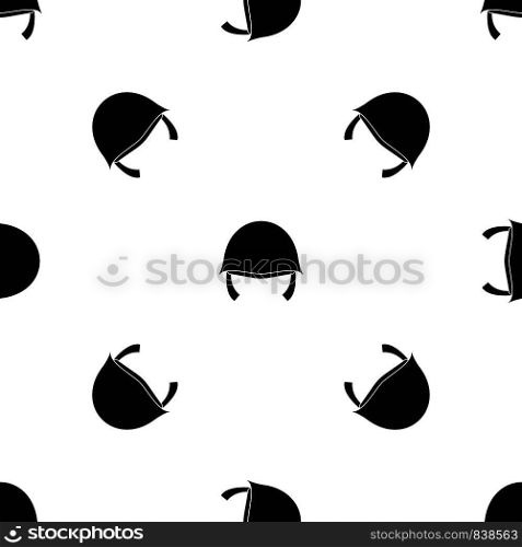 Military helmet pattern repeat seamless in black color for any design. Vector geometric illustration. Military helmet pattern seamless black