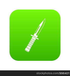 Military knife icon digital green for any design isolated on white vector illustration. Military knife icon digital green