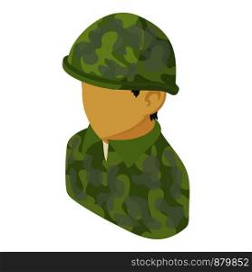 Military man asian icon. Isometric illustration of military man asian vector icon for web. Military man asian icon, isometric 3d style