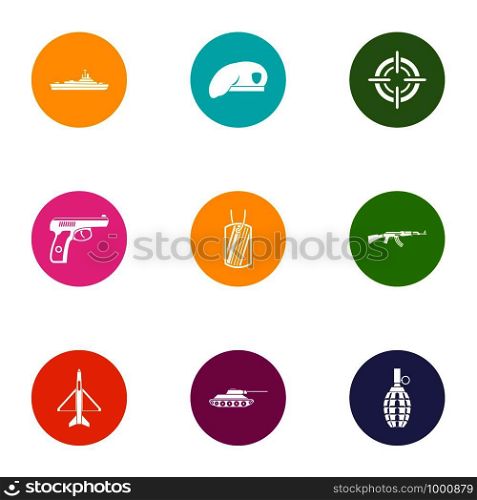 Military member icons set. Flat set of 9 military member vector icons for web isolated on white background. Military member icons set, flat style
