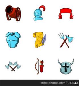 Military middle ages icons set. Cartoon illustration of 9 military middle ages vector icons for web. Military middle ages icons set, cartoon style