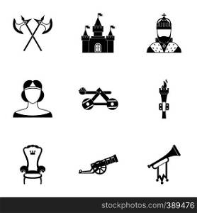Military middle ages icons set. Simple illustration of 9 military middle ages vector icons for web. Military middle ages icons set, simple style