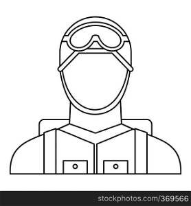 Military paratrooper icon in outline style isolated on white background vector illustration. Military paratrooper icon, outline style