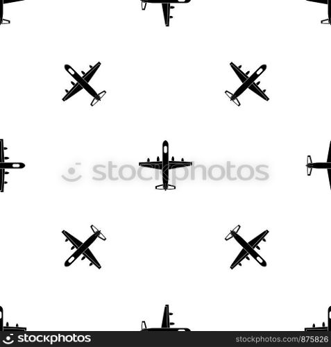 Military plane pattern repeat seamless in black color for any design. Vector geometric illustration. Military plane pattern seamless black